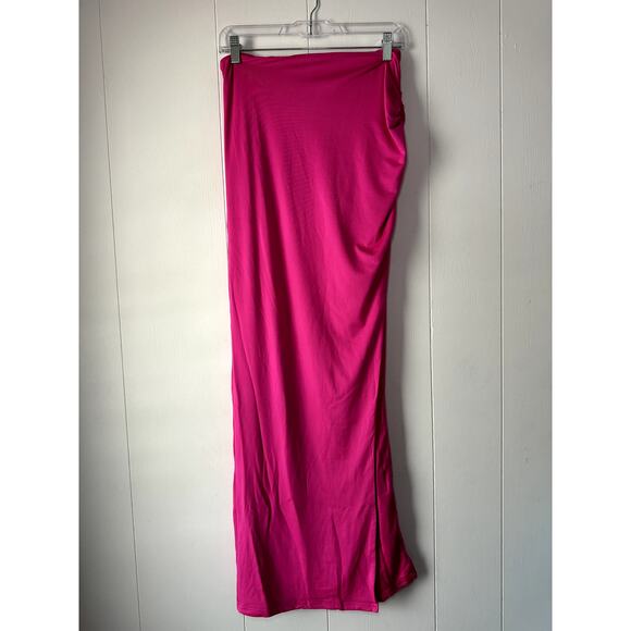 Area Stars Nikki Ruched Slit Maxi Fuchsia Skirt Size L - Picture 6 of 6